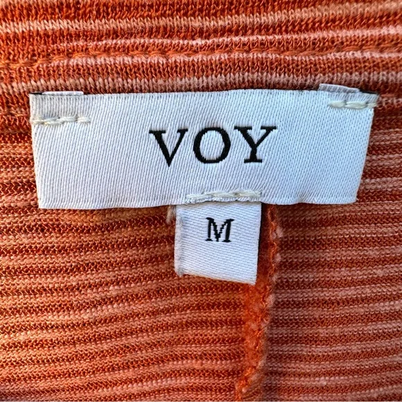 Voy Orange Striped Short Sleeved Maxi T-Shirt Dress Sz M - Picture 5 of 7